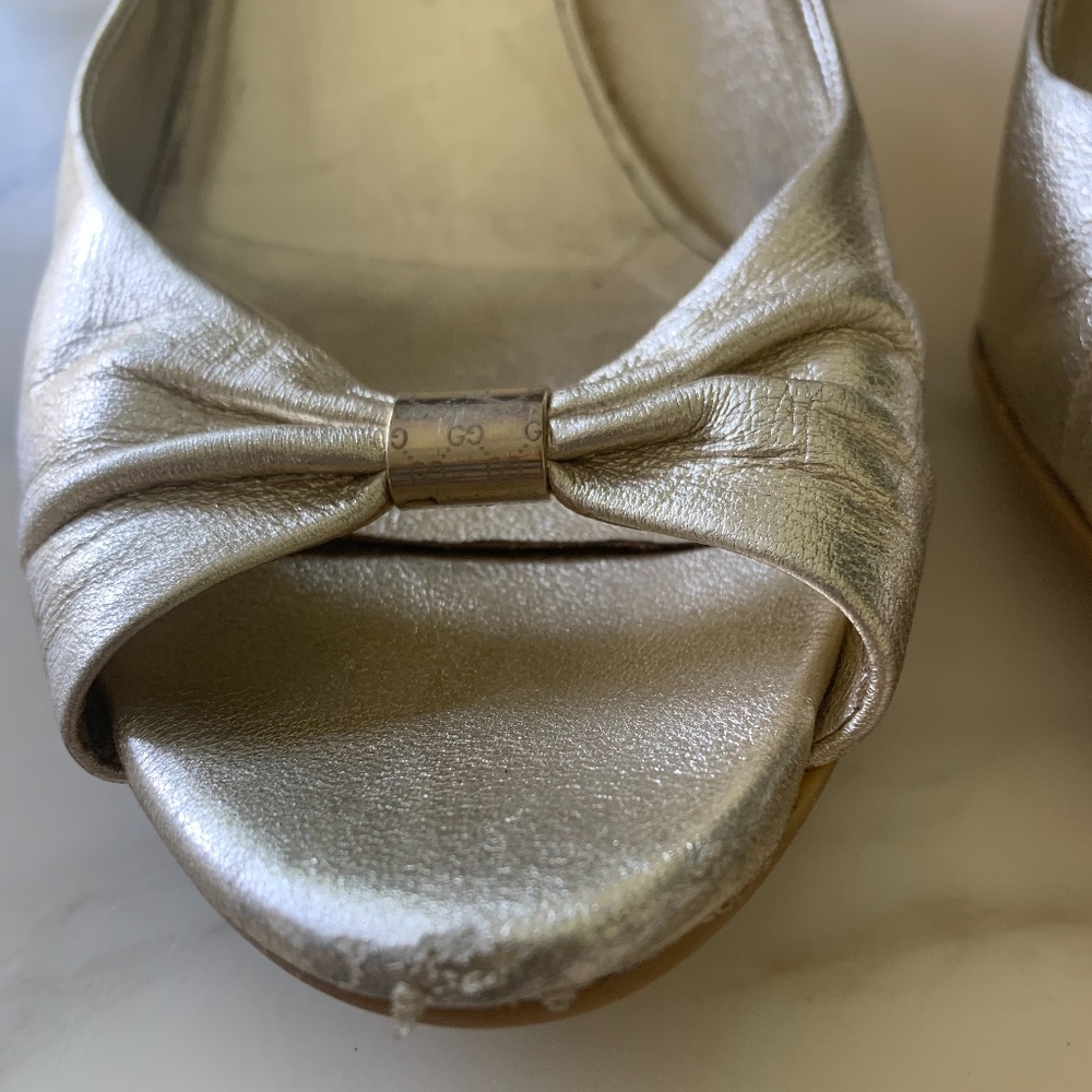 Gucci Gold Metallic cork wedges - Picture 5 of 9